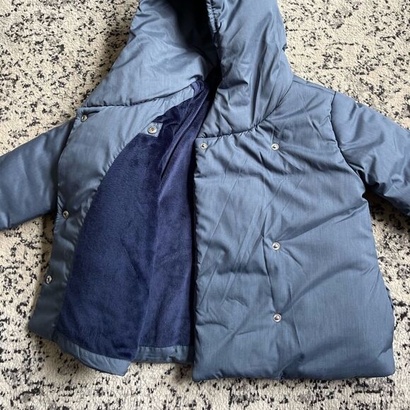 Hanna Andersson blue all wrapped up puffer style jacket size 130 size 8 - Picture 3 of 6